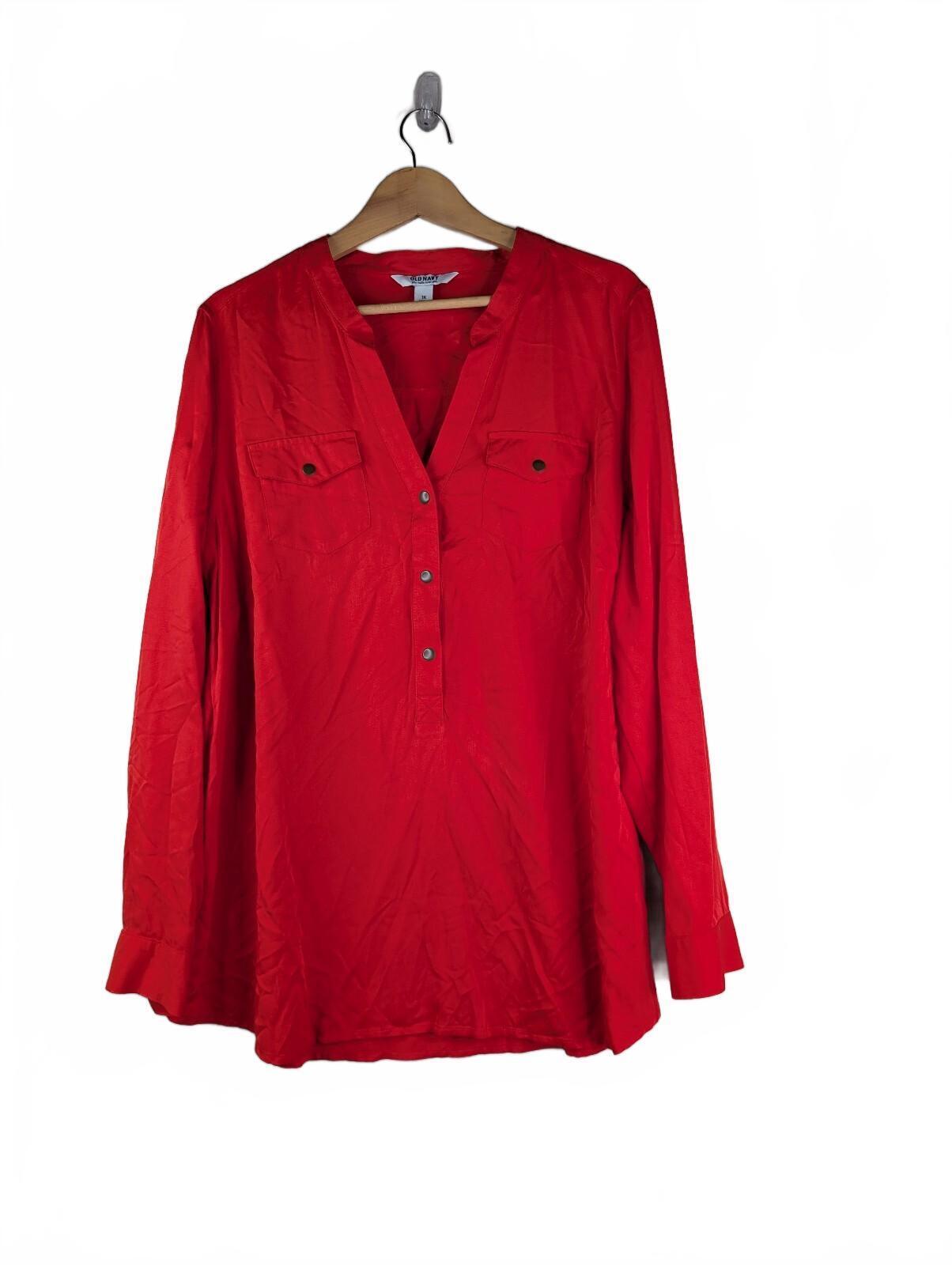 Old Navy Long Sleeve Tunic Blouse In Vibrant Orange Size 1x